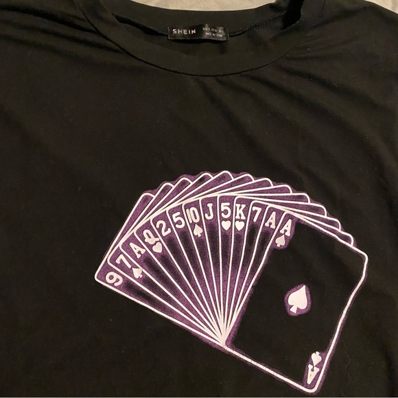 CROPPED BLACK OVERSIZED T-SHIRT : PLAYING CARDS - Picture 3 of 3